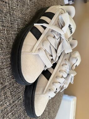 adidas Beige and Black Suede Low-Top Sneakers